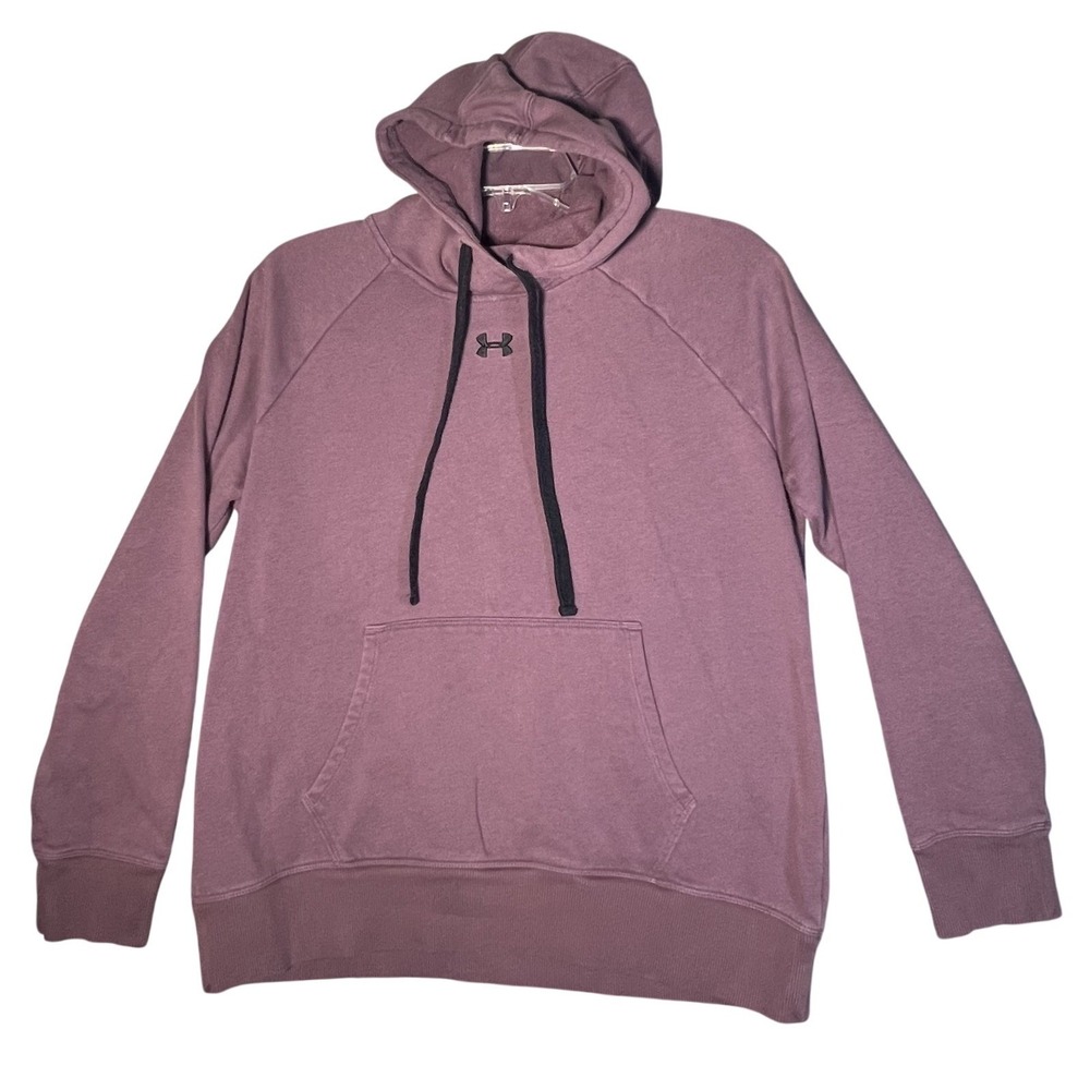 Under Armour Men's MD M Loose Fit Pullover Hoodie Mauve Cotton Blend Activewear